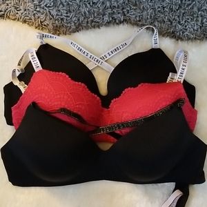 Three Victoria's Secret Bras